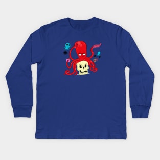 Cute giant octopus with skull Kids Long Sleeve T-Shirt